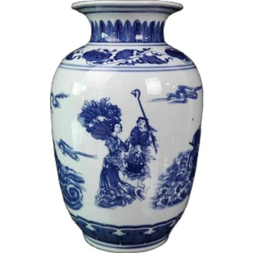 Chinese old porcelain Blue and white eight immortals figure pattern vases