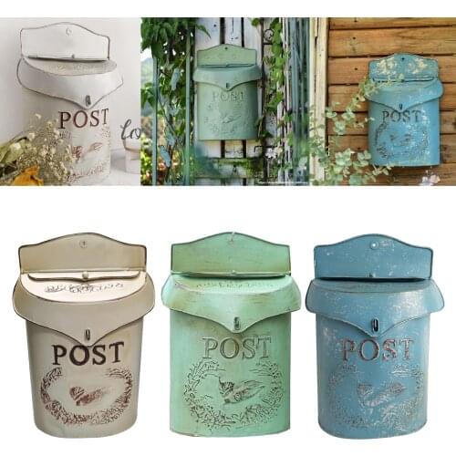European Rural Wall Mount Mailbox Farmhouse Post Letter Box Garden Decor