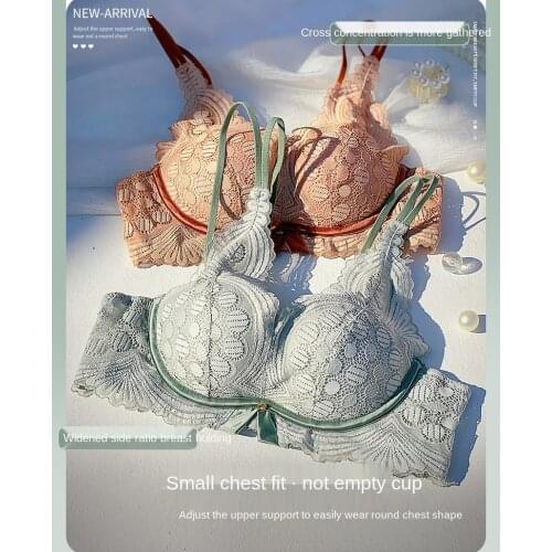 Japanese Cotton Bra Briefs Set Fashion Push Up Brassiere Womens Small Bra Without Steel Ring Sexy Lace Bra Female Lingerie Set
