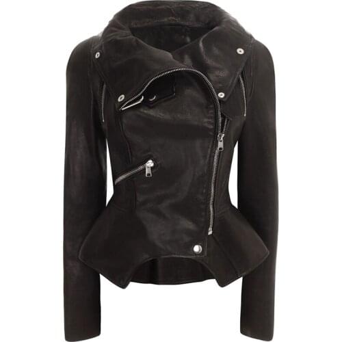 Gothic Faux Leather Coats Women Winter Autumn New Fashion Motorcycle Jacket Black Outerwear Faux Leather PU Jacket