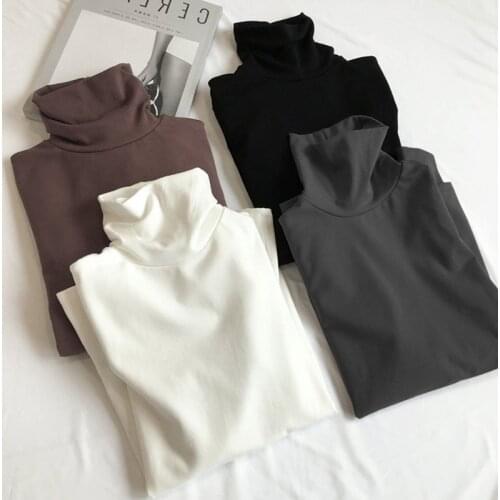 Winter Black White Basic Warm Tops Female Turtleneck Pullovers Dropshipping Womens Sweater Anutumn Brown Blouse Fall Clothes