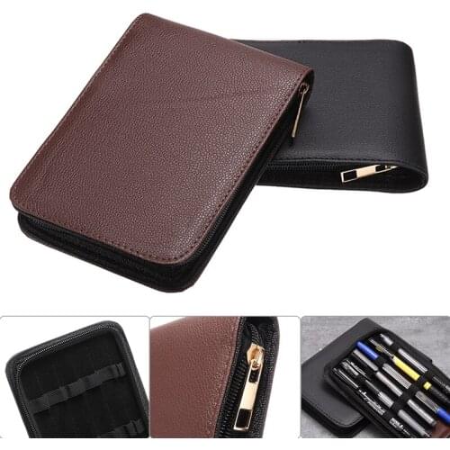 1pc 12 Pens Bag Fountain Pen Ballpoint Roller Leather Pen Pouch Case Holder Storage Bags For Student Gift Mayitr