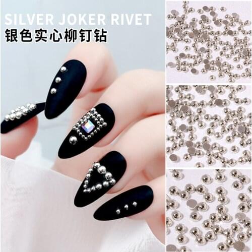 100pcs/bag Japanese Style New Arrival Hot Selling Nail Decoration Solid Silver Dots Flat Botton Nail Art Manicure Women Girls