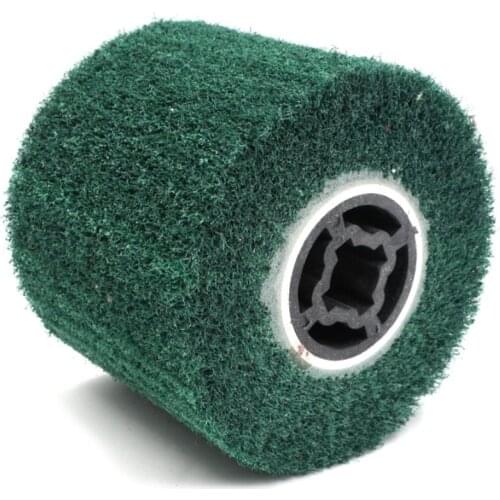 120x100x19Mm P180 Non-Woven Nylon Flap Brush Satin Drawing Polishing Deburring Drum Wheel For Stainless Steel