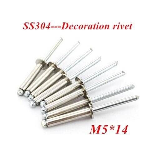 50PCS M5*14 Dome POP Head Rivet Stainless steel Core Pulling Decoration Rivets