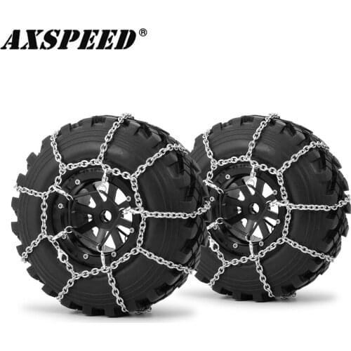1/2Pair Wheels Tire Chains Anti-skid Chains 130mm Metal Snow Chain for 1/10 RC Crawler TRX4 Tires Accessories