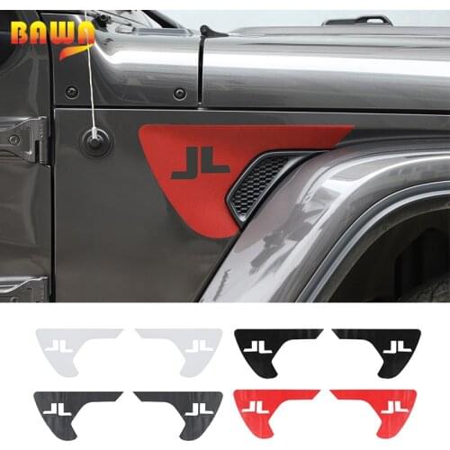 BAWA Leaf Board Air Outlet Decoration Fender Body Side Decoration Cover Sticker for Jeep Wrangler JL 2018+ Exterior Mouldings