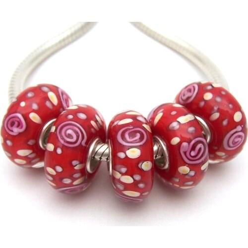 JGWGT 2188 5X 100% Authenticity S925 Sterling Silver Beads Murano Glass beads Fit European Charms Bracelet diy jewelry Lampwork