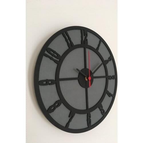 North Designed Is Black (Black Circle) Decorative Wall Clock 30 Cm