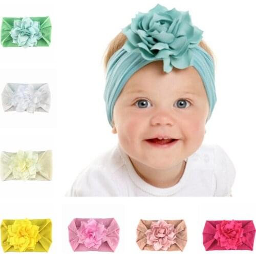 Flower Lotus Baby Headbands Nylon Baby Headband Turban Elastic Soft Newborn Baby Headbands For Girls Rainbow Hair Accessories