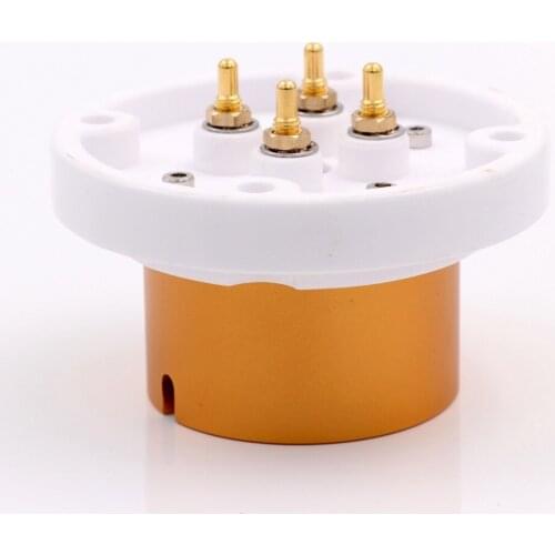 EIZZ Beryllium Copper Gold-plated Large 4pin Socket Ceramic Bile Socket 845 805 FU-5 211 Valve Tube Socket