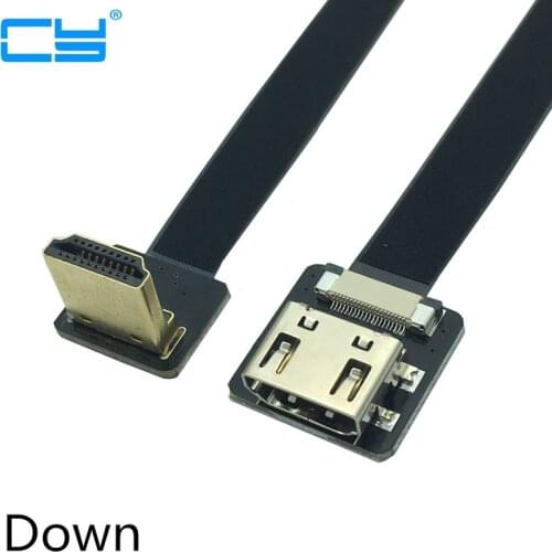 FPV female to HDMI-compatible male 90 degree UP Down Adapter 5cm-80cm FPC Ribbon Flat Extension Cable Pitch 20pin Plug Connector
