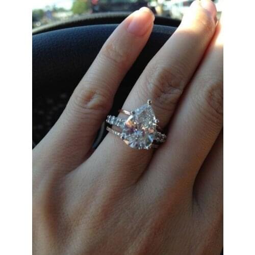 Classic Waterdrop CZ Wedding Ring for Man Woman ROSE GOLD COLOR Party Finger Jewelry Gift Dropshipping