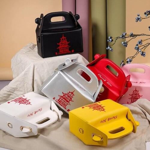 Chinese Takeout Box Purse Pu Leather Women Handbag Fashion Crossbody Bag Shoulder Chain Bag for Girl Box Bag 6 Colour hot