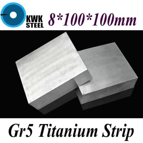 8*100*100mm Titanium Alloy Sheet UNS Gr5 TC4 BT6 TAP6400 Titanium Ti Plate Industry or DIY Material Free Shipping
