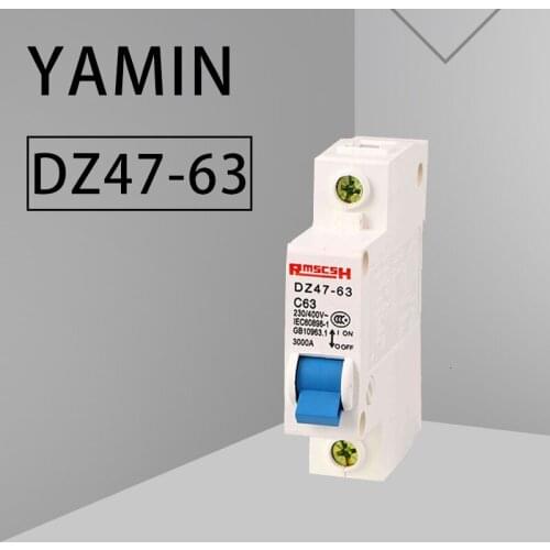 P67 Miniature Circuit Breaker DZ47-63 400V 1P 6-63A Rated Current Plastic Air Switch 50HZ MCB Cutout Breaker Switch