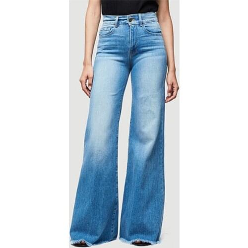 Fashion Stretch Jeans Casual Women Jeans Wide Leg Pants Female Solid Color Mid Waist Pant Casual Loose Wide Leg Pants