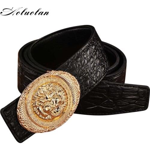 Aoluolan Luxury Brand Belts for Men High Quality Waist Shaper Leather Belts Designer Cinturon Hombre strap male
