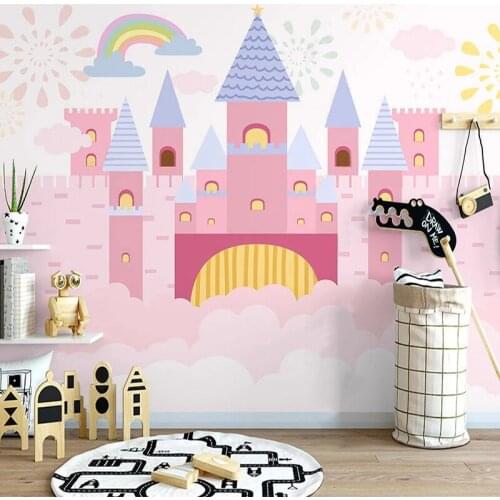 Custom Mural Wallpaper Modern 3D Hand Painted Pink Castle Childrens Room Fresco Self-Adhesive Waterproof Papel De Parede Sala