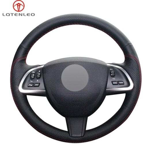 LQTENLEO Black Genuine Leather Car Steering Wheel Cover For Jaguar XF XF S XFR XF Sportbrake 2012-2015 XK XKR-S XKR 2012-2018