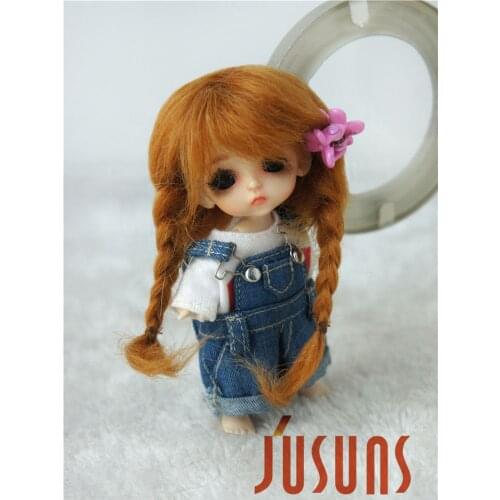 3-4inch Mohair doll wigs JD018 9-10CM Pretty Anna Double braid BJD Hair 1/12 Lati White Tiny doll accessories