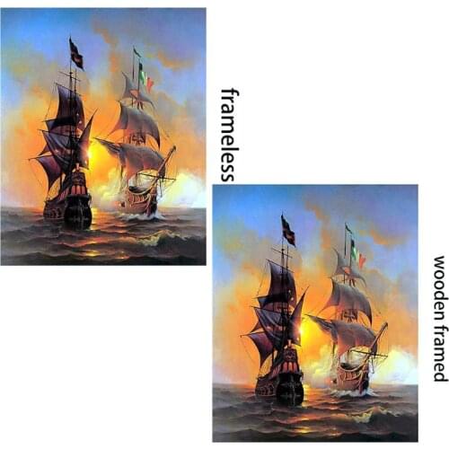 Sailboat Digital Oil Painting By Numbers Canvas Wall Picture DIY Home Decor Kit U2JC