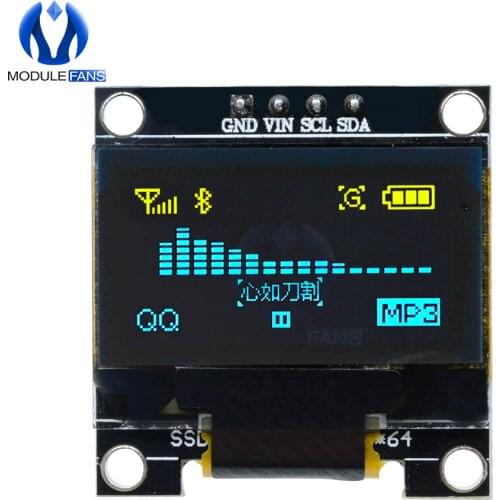 0.96 Inch I2C IIC Serial 128X64 128*64 Blue OLED LED Display Module Compatible For Arduino STM32 Controller Driver Board 3V 5v