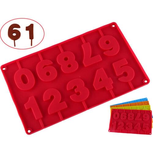 Silicone Lollipop Chocolate Mold 0-9 Numbers Shape 3D Hand Made Candy Chocolate Moulds fondant mold