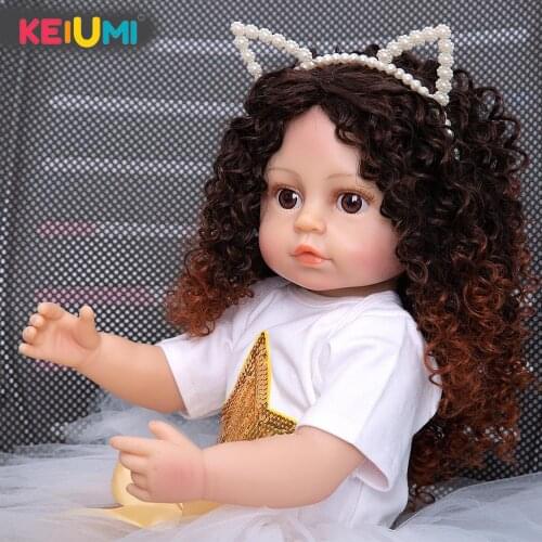 New Arrival KEIUMI 55 CM Silicone Full Body Reborn Baby Girl Dolls Lifelike Toddler Babies Bath Doll Toys Kids Birthday Present