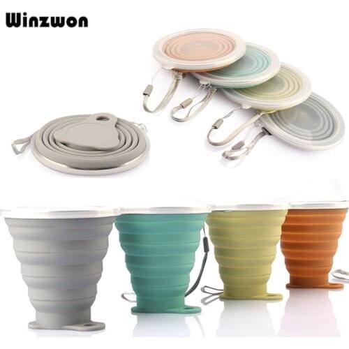 250ML Folding Silicone Cups Collapsible Coffee Cup Retractable Travel Tea Cup With Dustproof Cover Lid Outdoor Sports Water Cup
