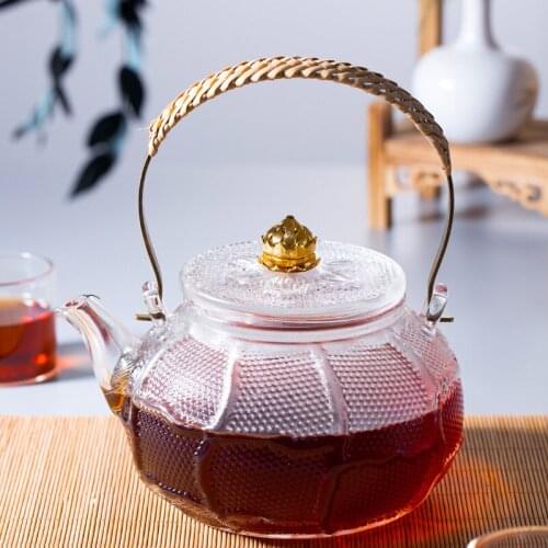 Glass teapot lifting beam pot Japanese style hammer pattern teapot filter bubble teapot electric ceramic stove home tea maker