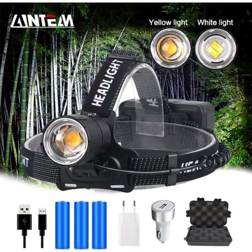 8000lm Super Bright Led XHP70.2 Headlight White/yellow Headlamp Usb Rechargeable Head Torch Lantern 18650 Battery for Fishing
