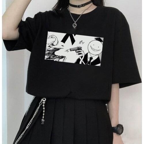 Anime Assassination Classroom Korosensei Tops 2021 Hot Sale Harajuku Manga Short-sleev Women Casual Cotton Tops Camisetas Mujer