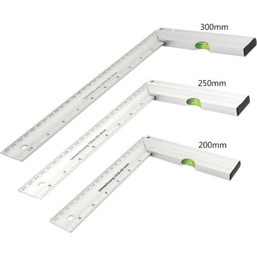 90° Carpenter Angle Finder Ruler Gauge Thickening Aluminum Woodworking Square Gauge 200mm 250mm 300mm