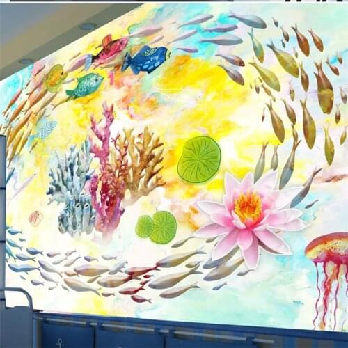 Wellyu New Chinese Dream Seabed Modern Simple Scandinavian Wind Wall Custom Large Mural Green Wallpaper papel de parede Mural