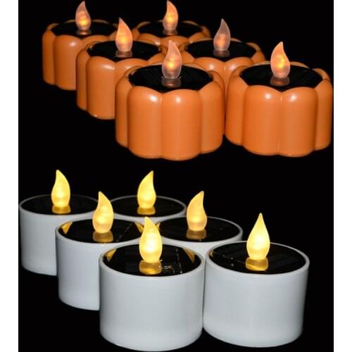 Flicker Candles Flameless Rechargeable LED Light Solar Candles Light Tea Lamps Bedroom Living Home Bar Decoration Supplies