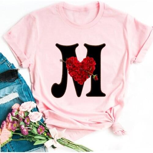 Custom Name Letter Combination Womens Graphic Tshirt Floral Flower Aesthetics Female Tops Tees Women Ulzzang Summer T Shirt