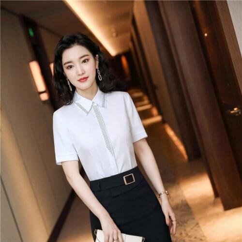 2021 Summer Short Sleeve New Styles Formal OL Styles Women Office Work Wear Blouses Shirts Female Blouse Clothes Tops