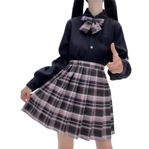 Skirts Womens 2020 Dark Japanese JK uniform Skirt College Style Skirt Suit School Uniform Female Student Plaid Pleated Skirt