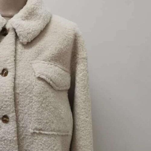 Womens Faux Fur Coat Single Breasted Long Sleeve Large Pockets Turn-down Collar 2020 Winter New Ladies Thick Jacket