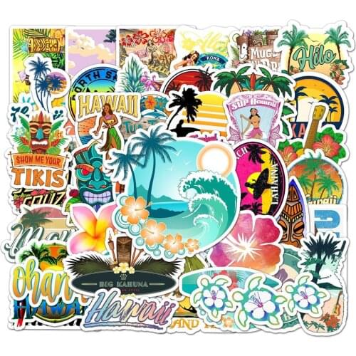 10/30/50PCSins Wind Hawaiian Landscape Personality Graffiti Stickers Laptop Scooter Car Decoration Stickers Wholesale