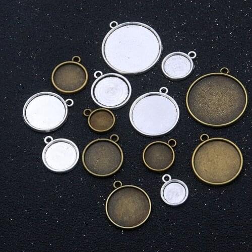 10Pcs 10-25mm Charm 2 Colors Round Cabochon Base Setting Inner Size Connector Pendant DIY Jewelry Necklace Bracelet Material