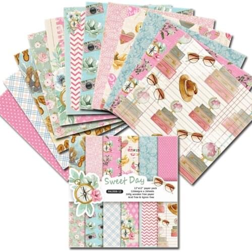 12-Inch Sweet Day Coat Hat Glasses Theme Love Single-Sided Pattern Series Kraft Background DIY Scrapbook Paper Craft Decoration