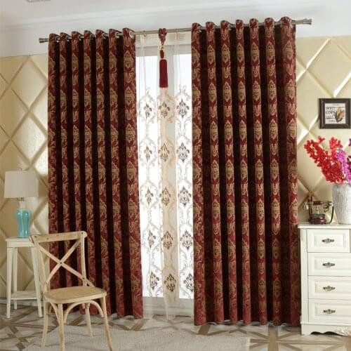 2020 New Jacquard Chenille Blackout Window Curtain Royal Floral Pattern For Living Room Bedroom Curtain Elegant Home Decoration