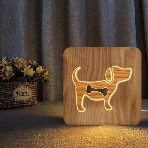 3D Night Lamp Dog Bone Solid Wood Table Lamp Creative Bedside Lamp Decorative Lamp