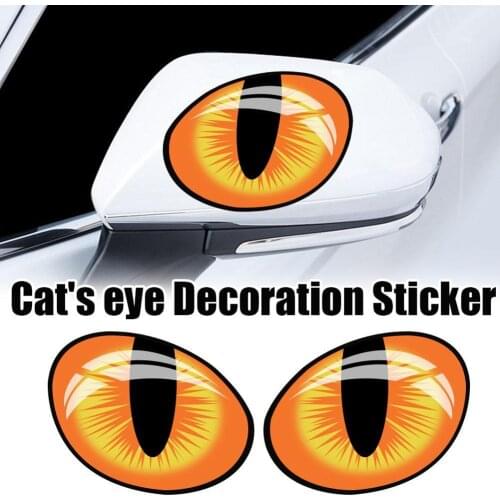 3D Funny Design Car Stickers Stereo Reflective Green Cat Eyes Pattern Car Sticker Rearview Window Door or Mirror Decal Animal