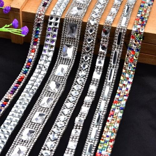 5 Yard/Lot Clear Crystal Glass Rhinestone Trimming Hotfix Chain Banding Mesh Bridal Applique For Wedding Dress Crafts Belt DIY