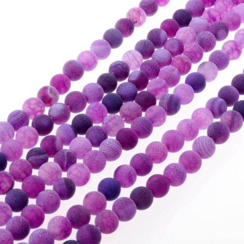 8MM Natural Stone Beads Frosted Purple Weathered Loose Beads For Making Bracelets Strand Diy Jewelry