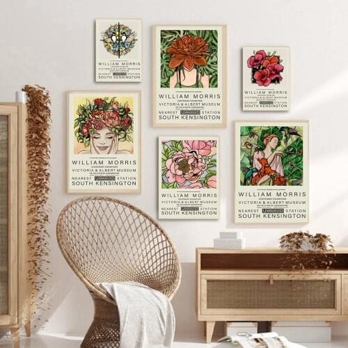 Abstract Flower Plant Leaf Vintage Girl Wall Art Canvas Painting Nordic Posters And Prints Wall Pictures For Living Room Decor