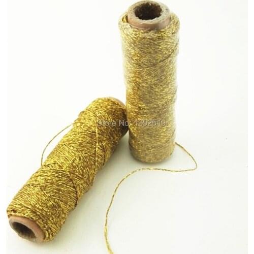 Free Shipping 5 Spools (110yard/spool) Foil Gold Bakers Twine PE & PET String for Gift Packaging Wedding Birthday Party Decor